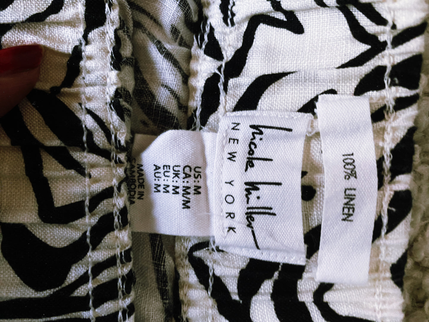 Nicole Miller New York “Linen Zebra Print Pants “