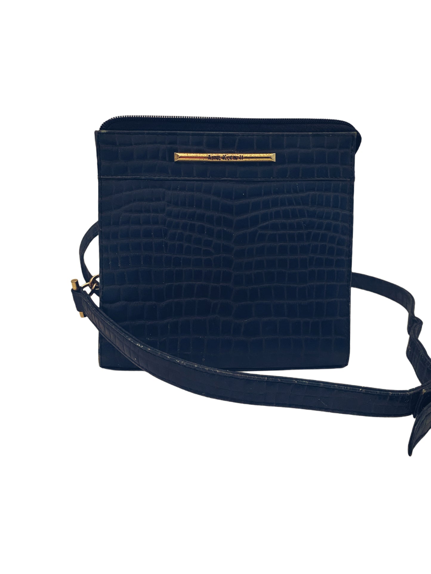 Vintage Anne Klein II Teal Faux Croc Crossbody