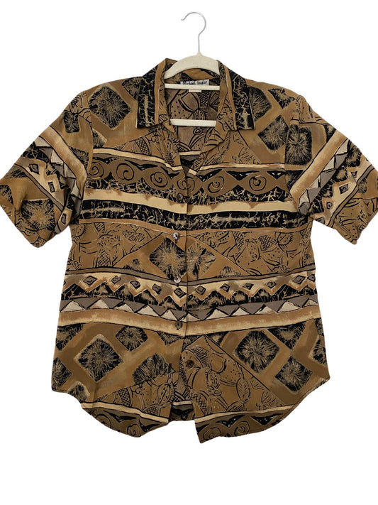 Vintage Michael Taylor Bold Print Button-Down – Effortless Boho Style