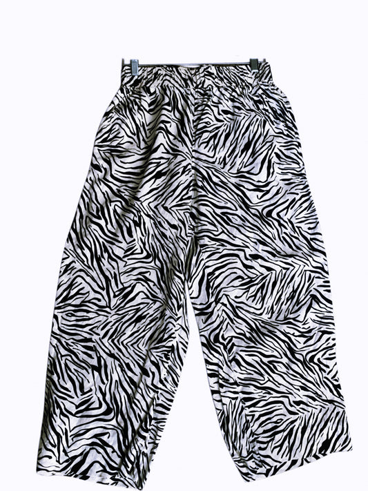 Nicole Miller New York “Linen Zebra Print Pants “